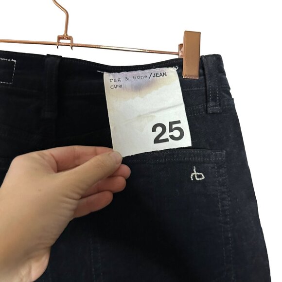 rag & bone 10 Inch Capri Pants Size 25 Black Velvet Cropped New Flawed - Picture 7 of 12